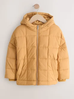 jaune ocre - Shower Resistant Square Quilted Coat (3-16yrs)
