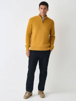 jaune ocre - Uni - Pull N.Premium Coupe classique 100% Coton Premium à fermeture éclair