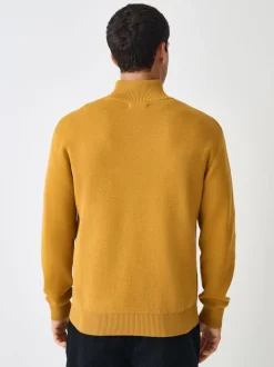 jaune ocre - Uni - Pull N.Premium Coupe classique 100% Coton Premium à fermeture éclair