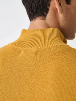 jaune ocre - Uni - Pull N.Premium Coupe classique 100% Coton Premium à fermeture éclair
