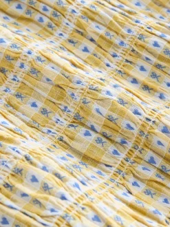 jaune vichy - Haut Milkmaid à manches longues froncé