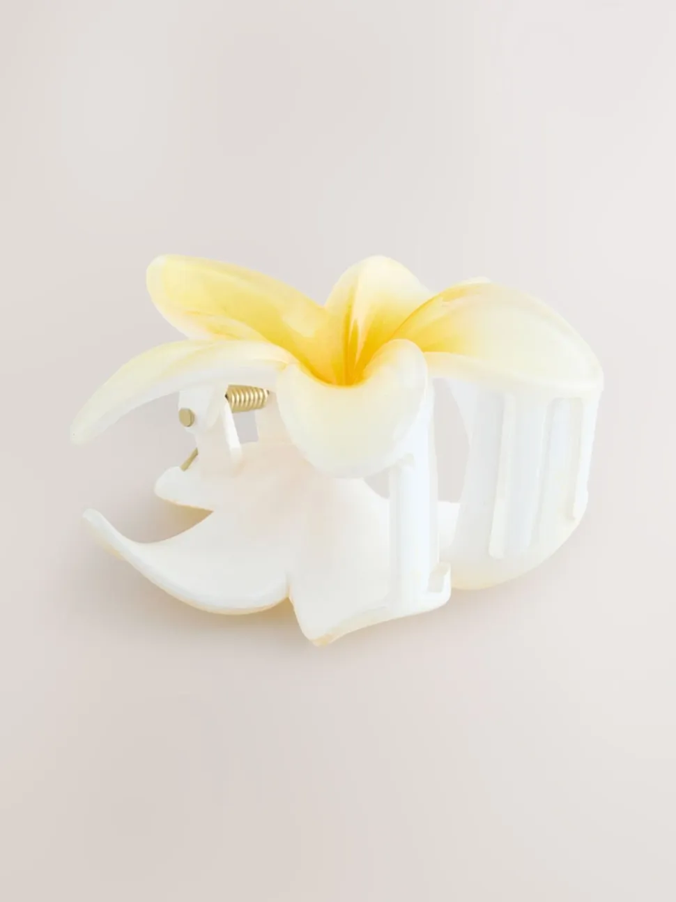 Jaune/Blanc - Pince à cheveux à griffes fleurie