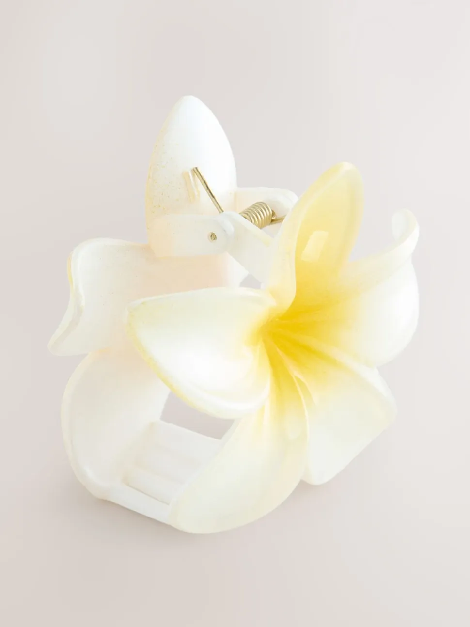 Jaune/Blanc - Pince à cheveux à griffes fleurie