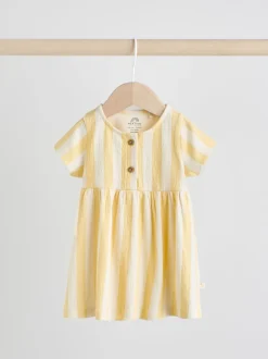 Jaune/Crème Pois/Rayure - Lot de 2 robes à manches courtes pour bébé (0mois à3ans)