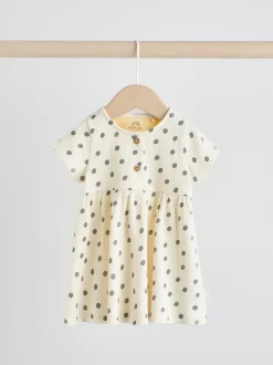 Jaune/Crème Pois/Rayure - Lot de 2 robes à manches courtes pour bébé (0mois à3ans)