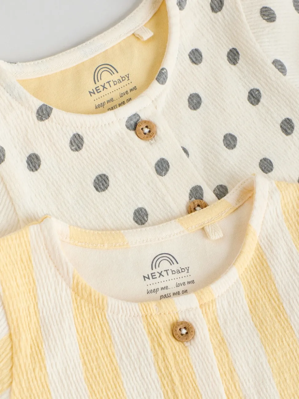 Jaune/Crème Pois/Rayure - Lot de 2 robes à manches courtes pour bébé (0mois à3ans)