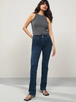 Jean bleu foncé - Jean slim boot cut réhaussant