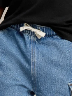 Jean bleu moyen - Ample Cargos à tirer 100% Cotton Jeans (3mths-7yrs)