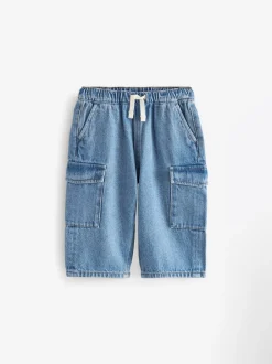Jean bleu moyen - Ample Cargos à tirer 100% Cotton Jeans (3mths-7yrs)
