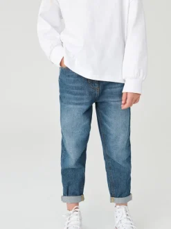 Jean bleu moyen - Jean mom 100 % coton (3-16ans)