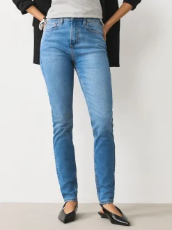 Jean bleu moyen - Jeans skinny extensible taille milieu