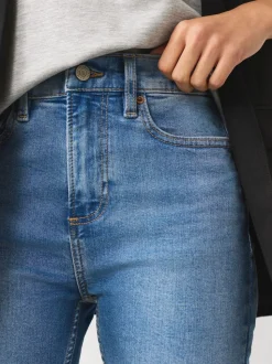 Jean bleu moyen - Jeans skinny extensible taille milieu