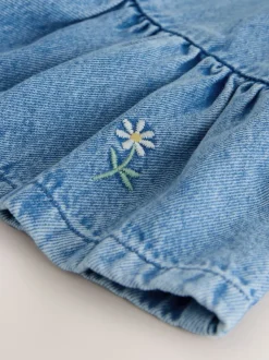 Jean bleu moyen - Robe Peplum Pinafore (3mois-8ans)