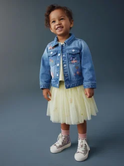 Jean bleu moyen - Veste western brodée licorne (3mois-7ans)