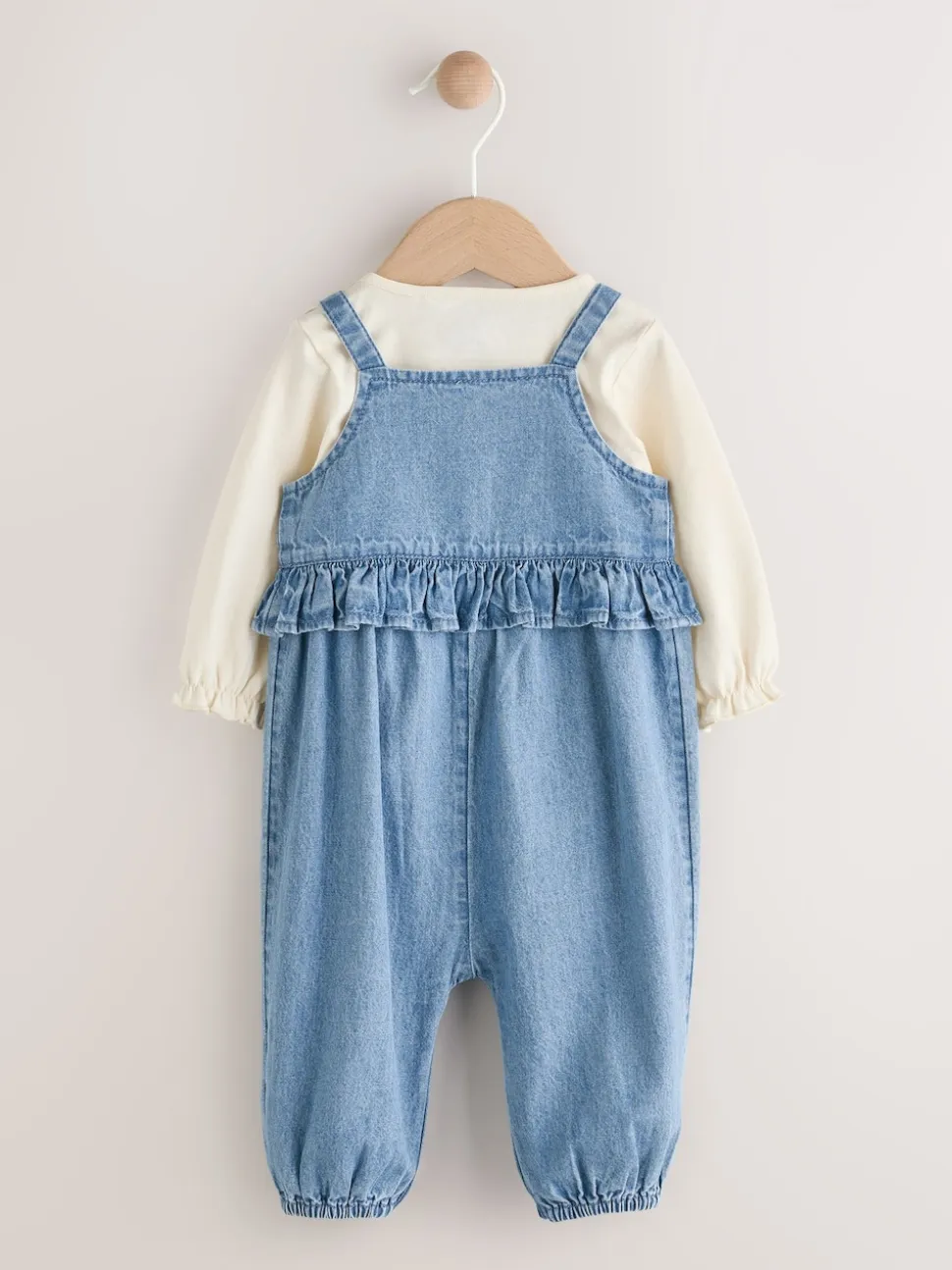 Jean brodé bleu - Ensemble body et salopette à manches longues bébé (0mois-2ans)