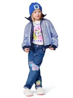 Jean en Denim à logo avec détails appliqués