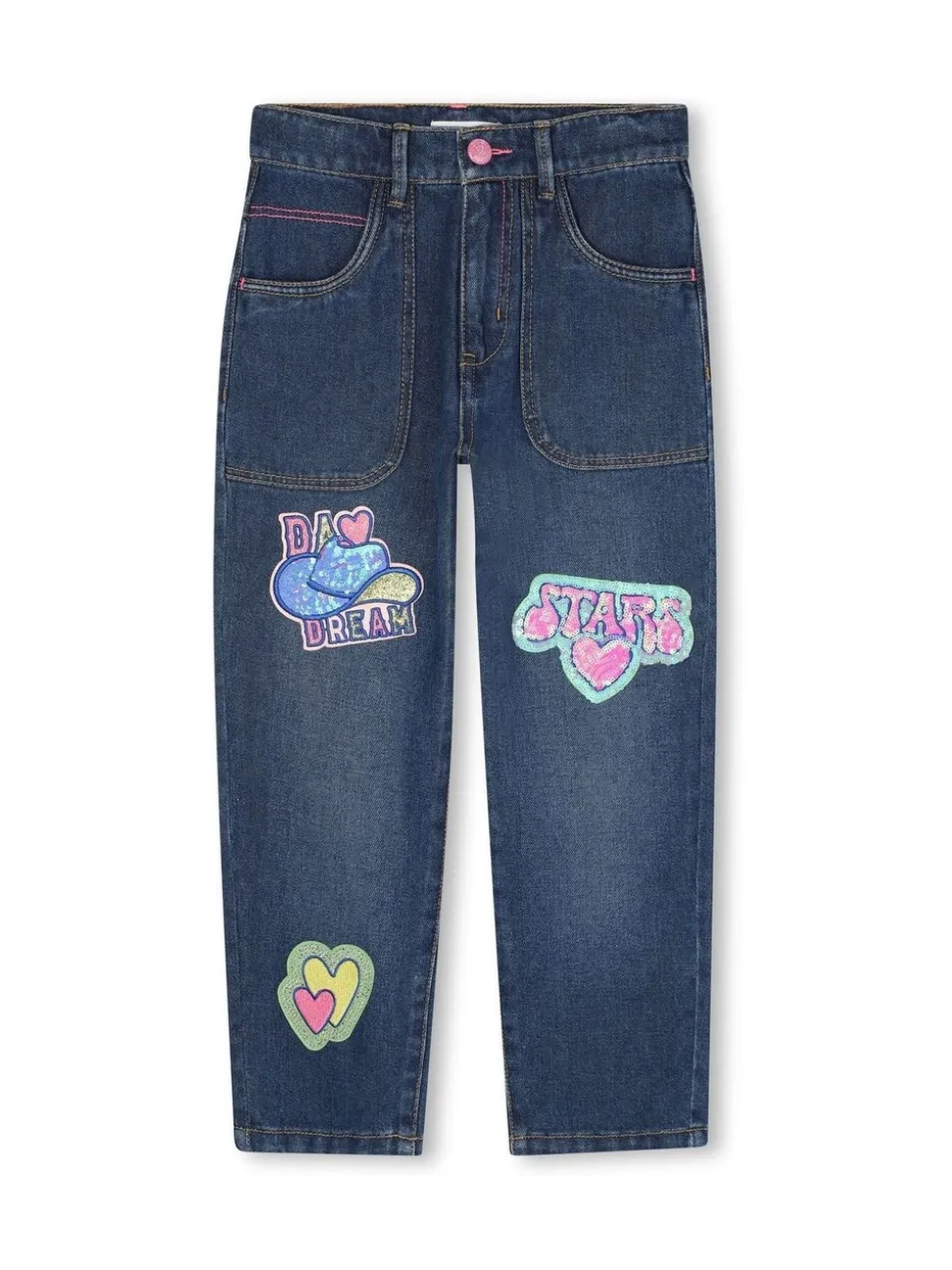 Jean en Denim à logo avec détails appliqués