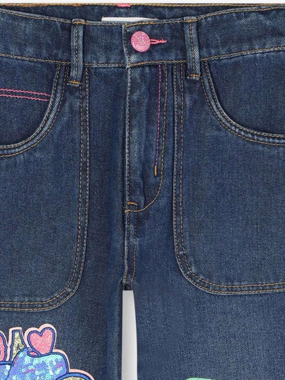 Jean en Denim à logo avec détails appliqués