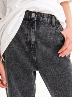 Jean gris - Jean mom 100 % coton (3-16ans)