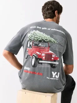 Jeep grise - T-shirt imprimé graphique de Noël