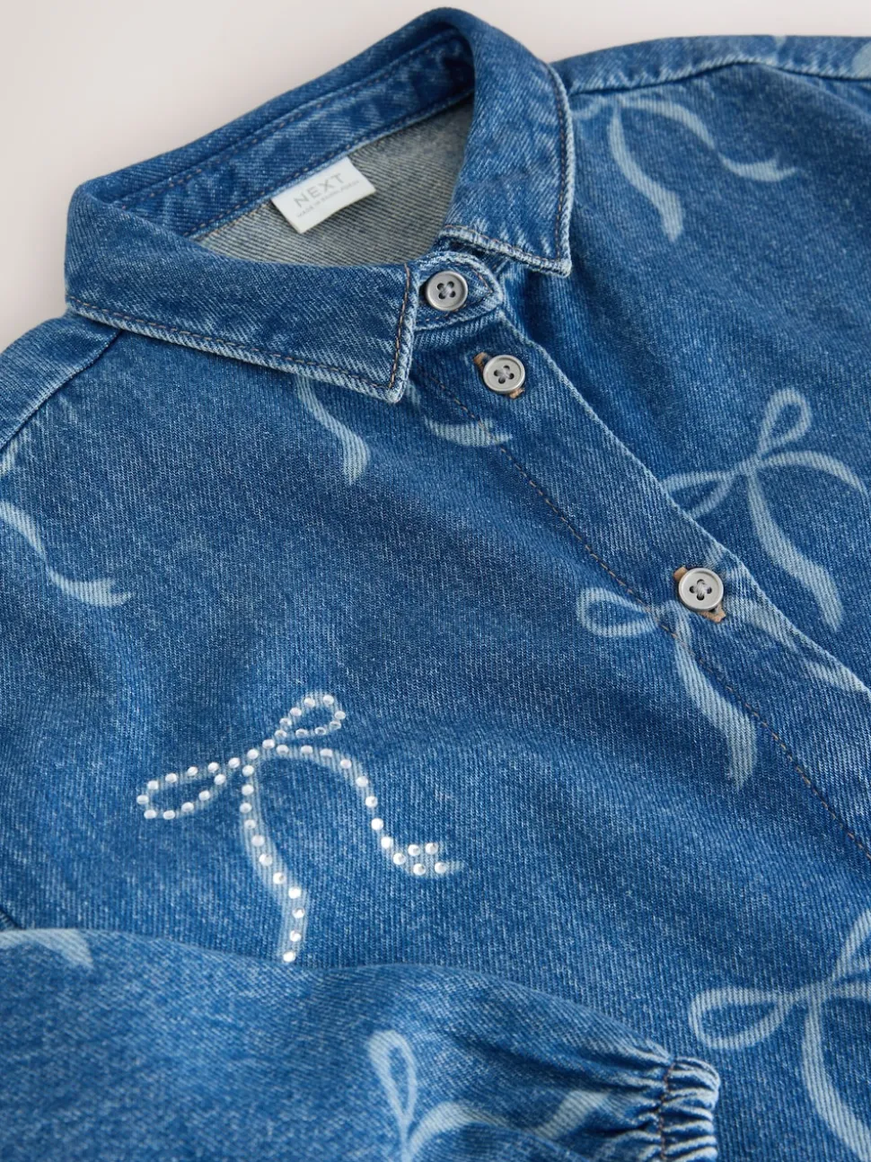 Jena bleu - Robe chemise à nœud en diamant (3-16ans)