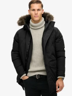 Jet Black - Superdry Everest Faux Fur Parka Veste