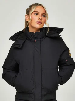 Jet Black - Veste Zavetti Canada Olivia Bomber 100% coton pour femme