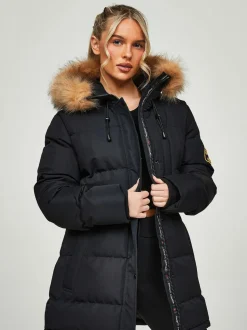 Jet Black - Zavetti Canada Womens Goshawa Puffer Parka Veste