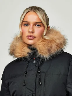 Jet Black - Zavetti Canada Womens Goshawa Puffer Parka Veste