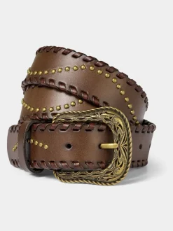 Joe Browns ceinture en cuir à motifs avec boucle dorée et clous