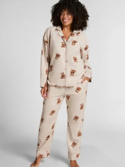 Jogging Hunkemoller gris en flanelle ours droit