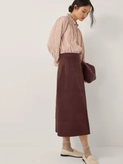 Jupe mi-longue Monsoon Rowan en suédine