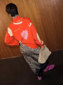 Jupe mi-longue Never Fully Dressed en dentelle imprimé léopard Maeva