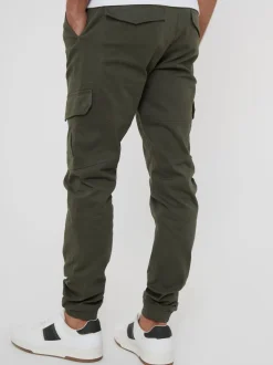 kaki - Pantalon cargo Threadbare style jogger en coton stretch