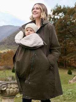 kaki - Parka de maternité et de bébé Seraphine 3 en 1 avec doublure en imitation peau de mouton