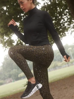 Kaki imprimé animal - Legging d’extérieur doublé en polaire à poignée chaude