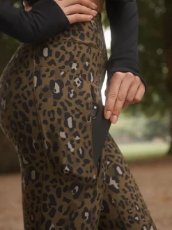 Kaki imprimé animal - Legging d’extérieur doublé en polaire à poignée chaude