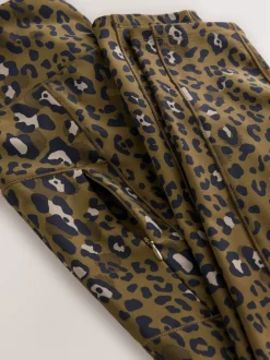 Kaki imprimé animal - Legging d’extérieur doublé en polaire à poignée chaude