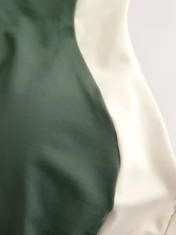 Kaki/crème - Maillot de bain dos nu à col montant pour le contrôle du ventre