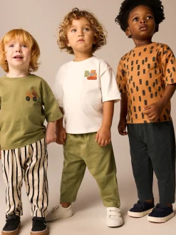 Kaki/vert - Manches courtes T-shirt & Survêtement Set 3 Pack (3mths-7yrs)