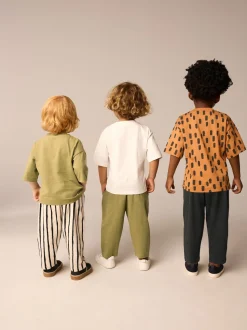 Kaki/vert - Manches courtes T-shirt & Survêtement Set 3 Pack (3mths-7yrs)