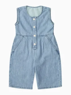 KIDLY BY MORI ensemble salopette sans manches en jean bleu à rayures