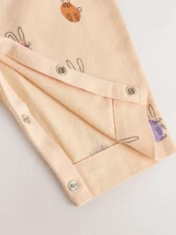 Lapin crème/rose - Ensemble deux pièces salopette et body bébé (0mois-3ans)