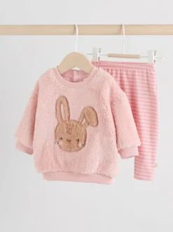 Lapin rose - Ensemble de Hauts et Leggings en polaire Bébé 2 pièces (0mois-2ans)