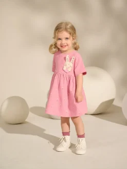 Lapin rose - Robe d’été en jersey (3mois à7ans)