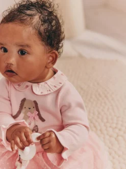 Lapin rose - Robe Twofer en maille bébé (0mois-2ans)