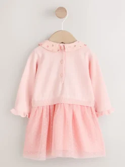 Lapin rose - Robe Twofer en maille bébé (0mois-2ans)