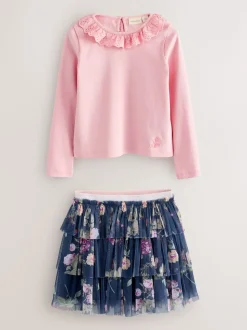 Laura Ashley ensemble haut et jupe côtelé à manches longues