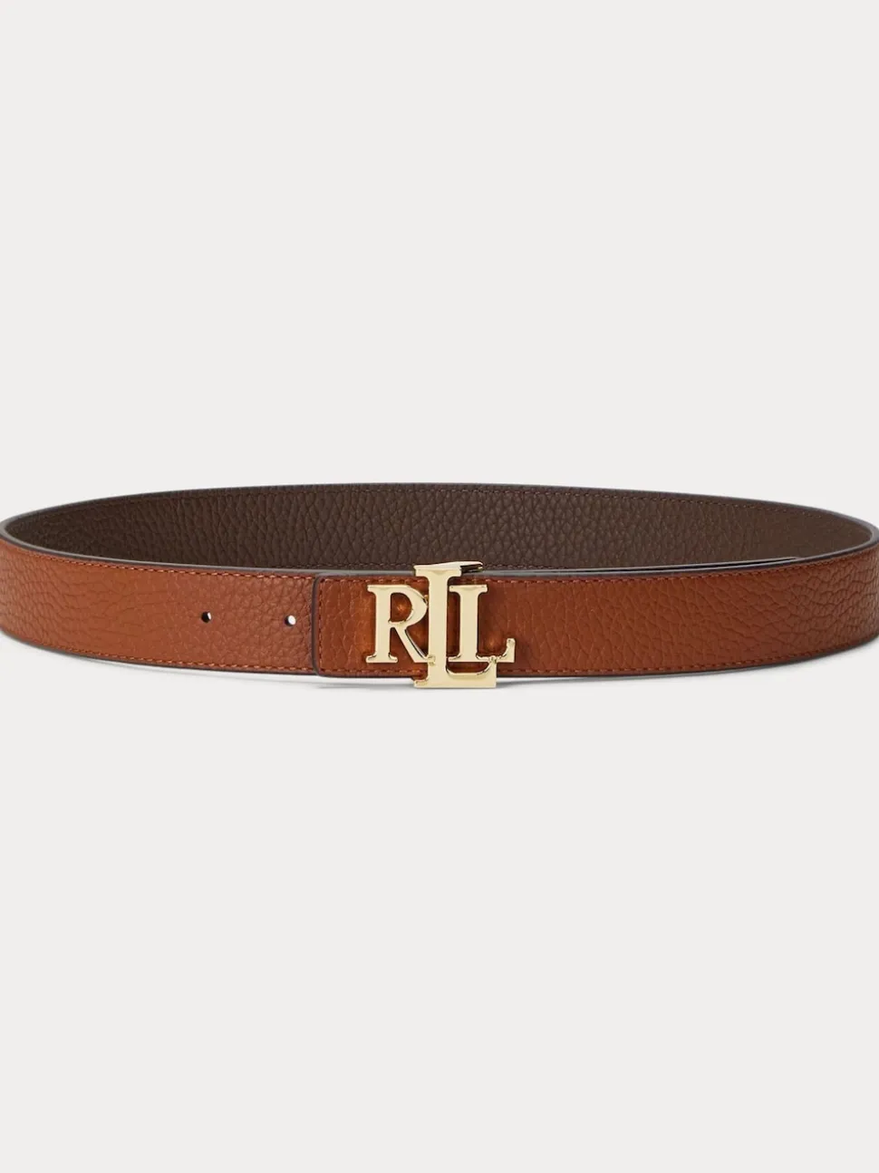 Lauren Fauve/Marron foncé - Lauren Ralph Lauren 2.5cm Ceinture réversible en cuir galet à logo