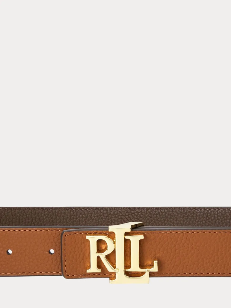 Lauren Fauve/Marron foncé - Lauren Ralph Lauren 2.5cm Ceinture réversible en cuir galet à logo